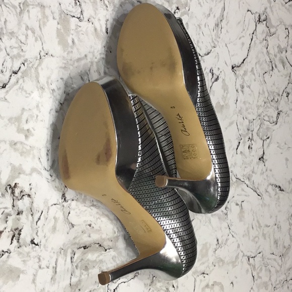 Silver platform peep toe pumps-size 40 - Picture 7 of 7